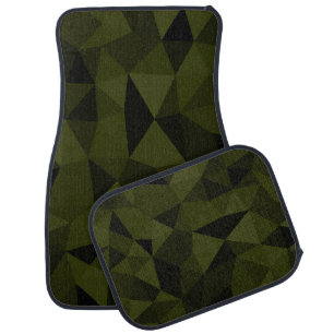 Dark army green black geometric mesh pattern cool  car floor mat