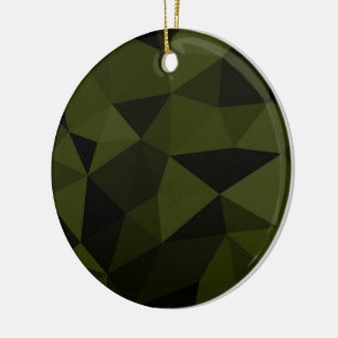 Dark army green black geometric mesh pattern cool ceramic ornament