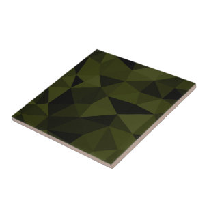 Dark army green black geometric mesh pattern cool ceramic tile