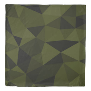 Dark army green black geometric mesh pattern cool duvet cover