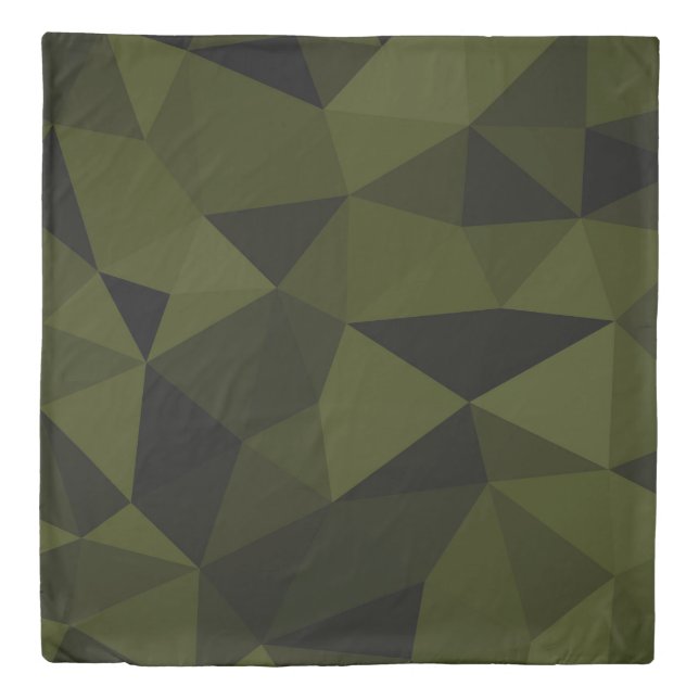 Dark army green black geometric mesh pattern cool  duvet cover (Front)