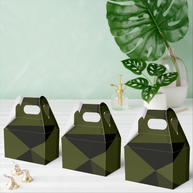 Dark army green black geometric mesh pattern cool  favor boxes (Multiple)
