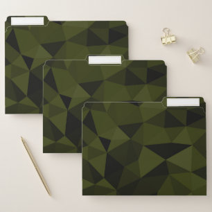 Dark army green black geometric mesh pattern cool file folder