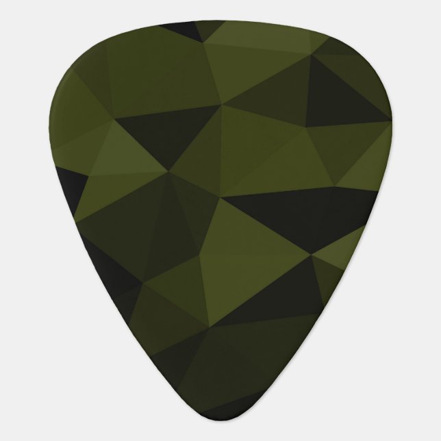 Dark army green black geometric mesh pattern cool  guitar pick (Front)