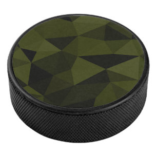 Dark army green black geometric mesh pattern cool hockey puck