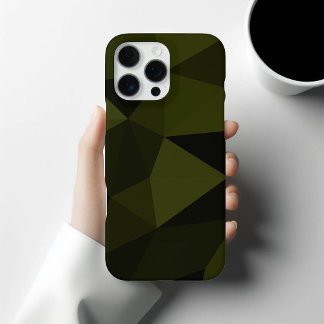 Dark army green black geometric mesh pattern cool iPhone 15 pro max case