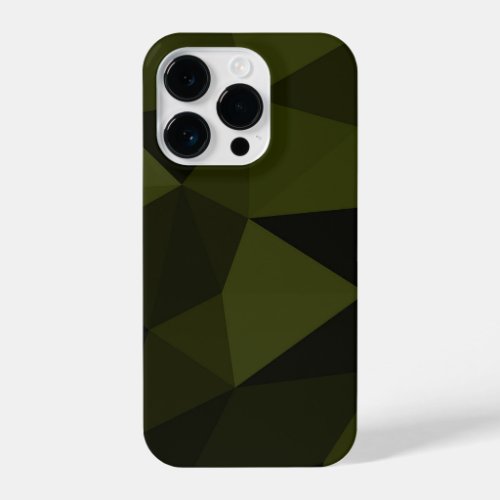 Dark army green black geometric mesh pattern cool  iPhone 14 pro case