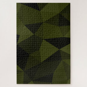 Dark army green black geometric mesh pattern cool jigsaw puzzle