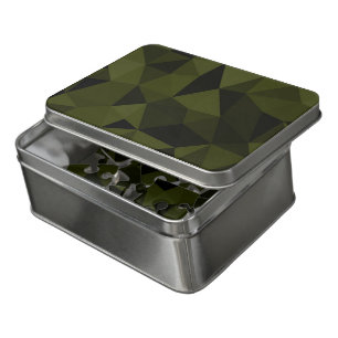 Dark army green black geometric mesh pattern cool  jigsaw puzzle