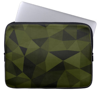 Dark army green black geometric mesh pattern cool laptop sleeve