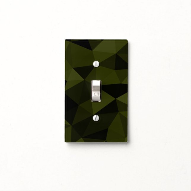 Dark army green black geometric mesh pattern cool  light switch cover (In Situ)