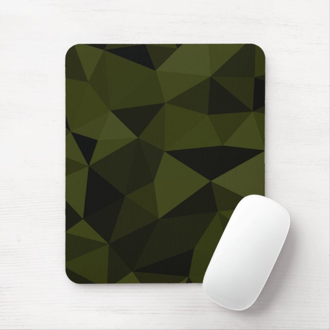 Dark army green black geometric mesh pattern cool  mouse pad (With Mouse)