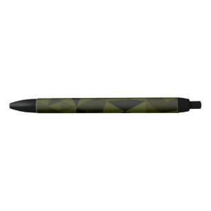 Dark army green black geometric mesh pattern cool  pen