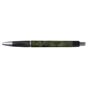 Dark army green black geometric mesh pattern cool  pen