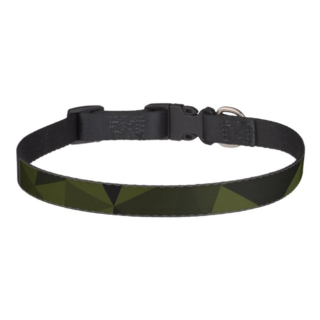 Dark army green black geometric mesh pattern cool  pet collar (Front)