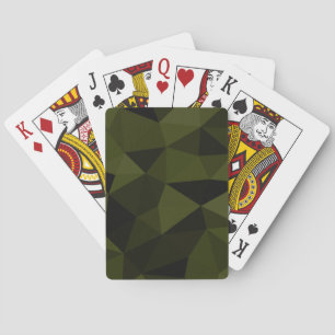 Dark army green black geometric mesh pattern cool poker cards