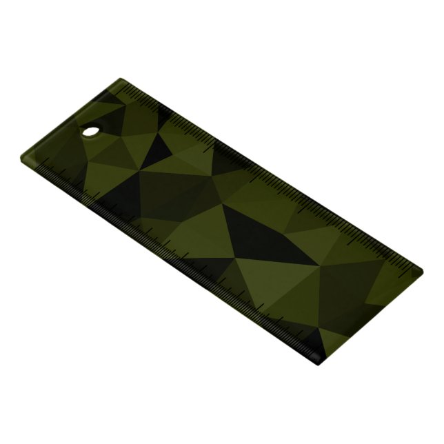Dark army green black geometric mesh pattern cool  ruler (Angled)