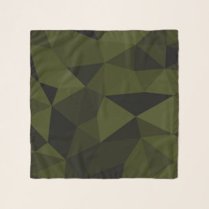 Dark army green black geometric mesh pattern cool scarf