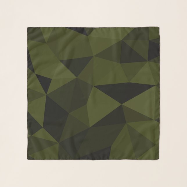 Dark army green black geometric mesh pattern cool  scarf (Front)