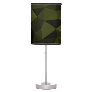 Dark army green black geometric mesh pattern cool table lamp
