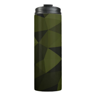 Dark army green black geometric mesh pattern cool thermal tumbler