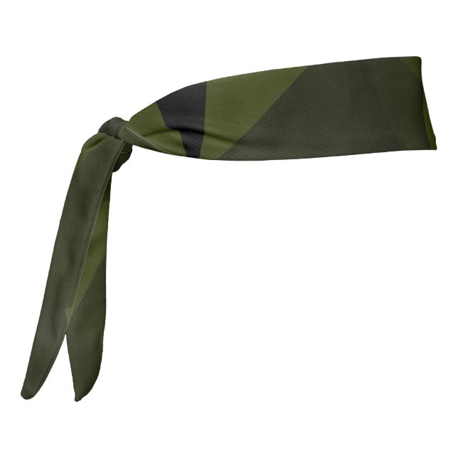 Dark army green black geometric mesh pattern cool  tie headband (Rotate 270)