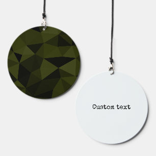 Dark army green black geometric mesh pattern cool wind chime