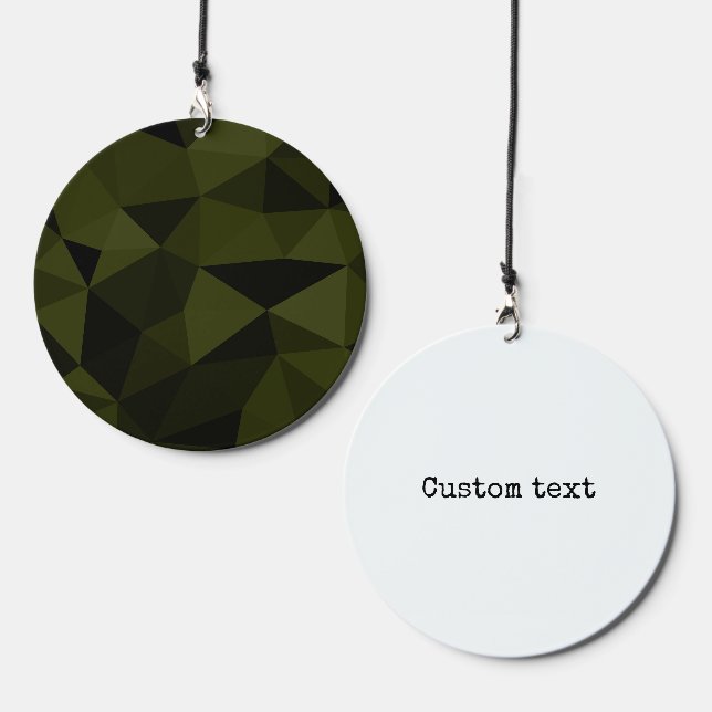 Dark army green black geometric mesh pattern cool  wind chime  (Front & Back)