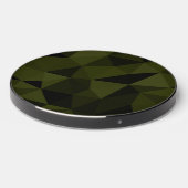 Dark army green black geometric mesh pattern cool wireless charger (Front 2)