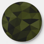 Dark army green black geometric mesh pattern cool wireless charger (Front)