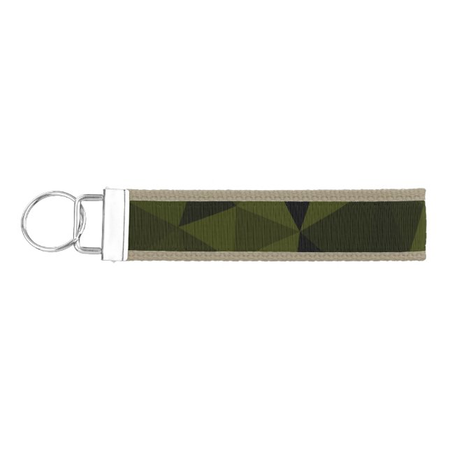 Dark army green black geometric mesh pattern cool  wrist keychain (Keys on Left)
