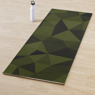 Dark army green black geometric mesh pattern cool yoga mat