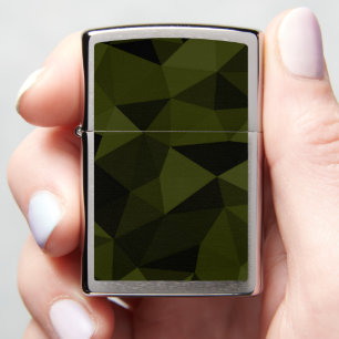 Dark army green black geometric mesh pattern cool  zippo lighter