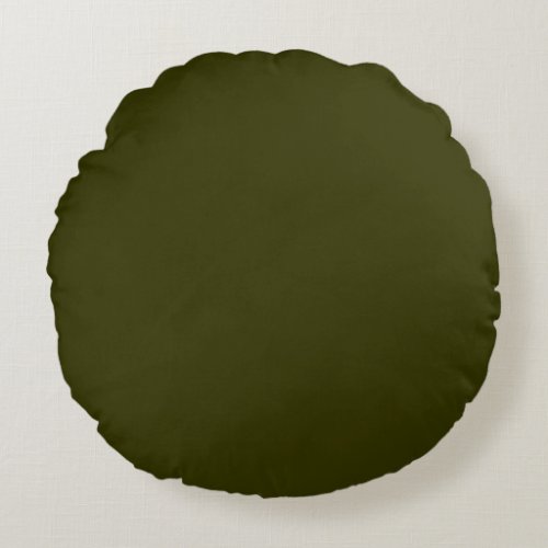 Dark Army Olive Green solid plain color Custom Round Pillow