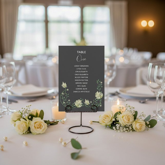 Dark Art deco flowers Table Number Seating Chart (The TV box is having broadband connection issues.)
