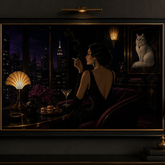 Dark Art Deco Woman Smoking City Night Gothic Glam