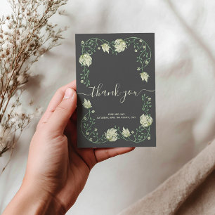 Dark Art Nouveau pretty frame wedding thank you Card