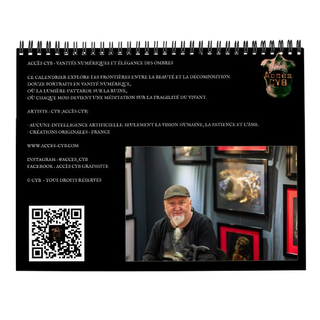 Dark Art Wall Calendar - Vertical Format (Back)