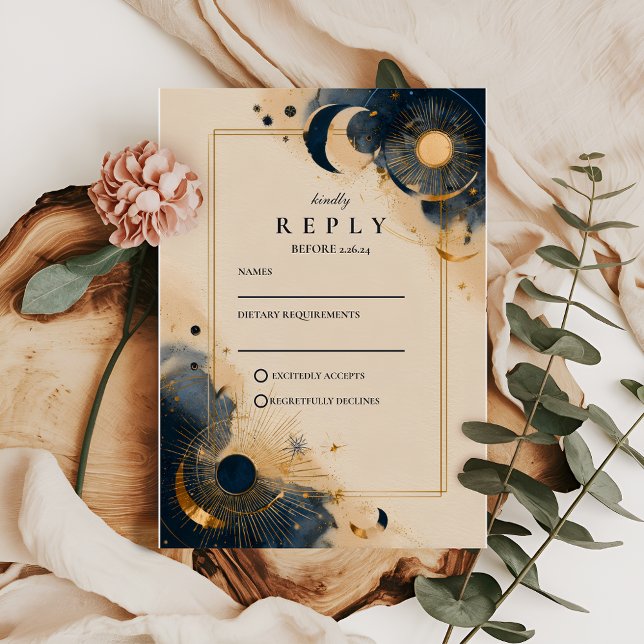 Dark Astrology Wedding RSVP Card (Creator Uploaded)