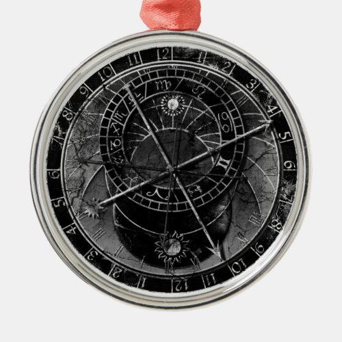 Dark astronomical clock metal ornament