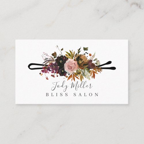 Dark Autumn Floral Hair Salon Business Cards
