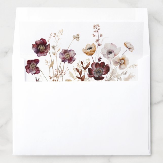 Dark Autumn Floral Wedding Envelope Liner (In Envelope)