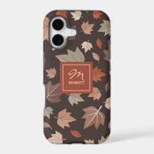 Dark Autumn Leaves Monogram Personalized