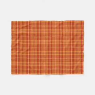 Dark Autumn Orange Layered Detailed Fall Plaid Fleece Blanket