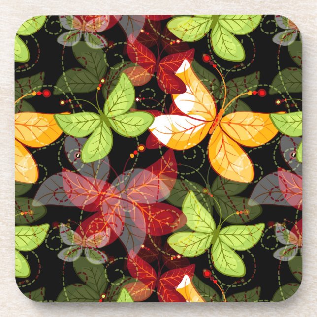 Dark Autumn Pattern Beverage Coaster (Front)