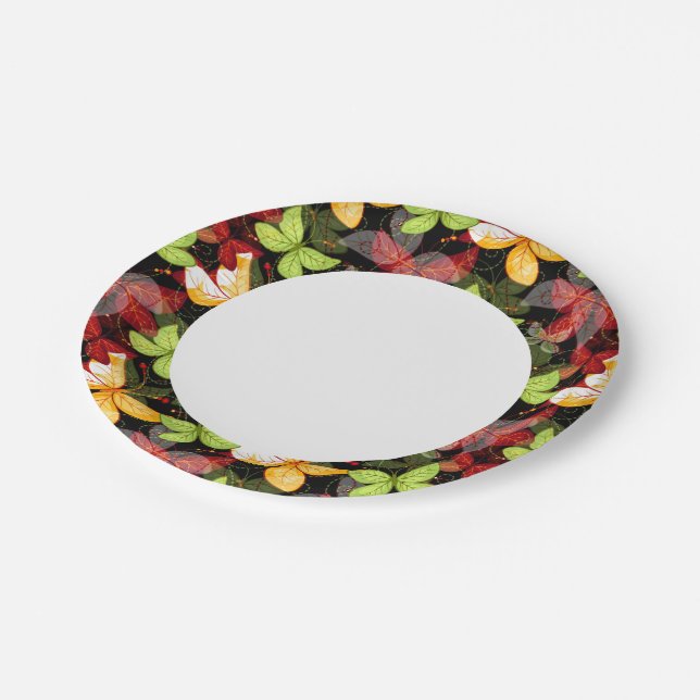 Dark Autumn Pattern Paper Plates (Angled)