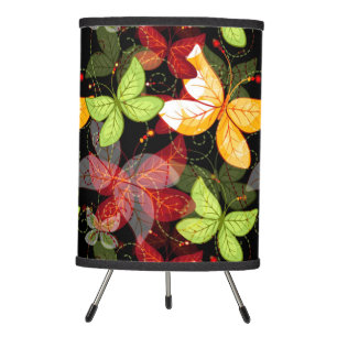 Dark Autumn Pattern Tripod Lamp