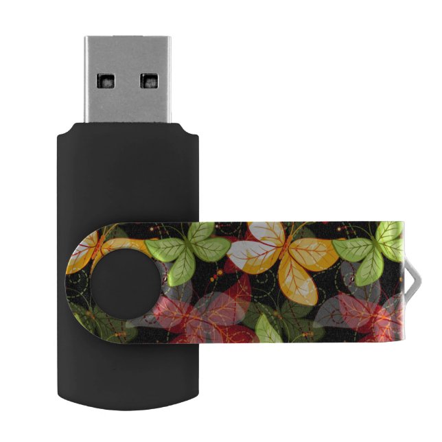Dark Autumn Pattern USB Flash Drive (Opened)