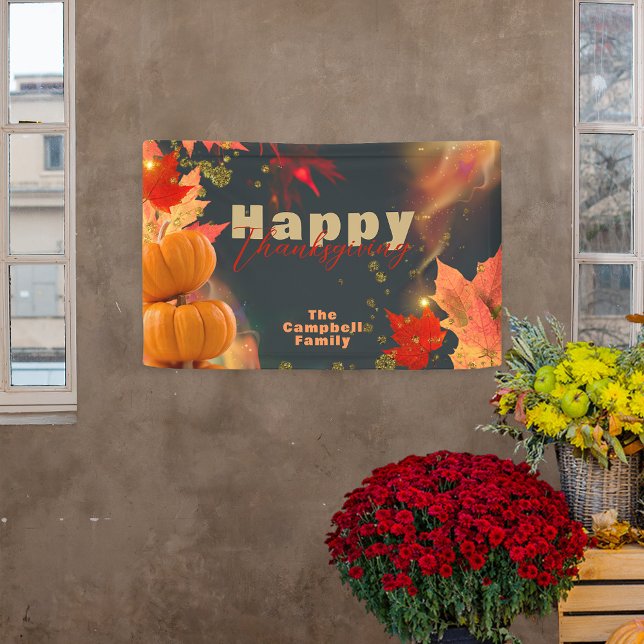 Dark Autumn Pumpkin Family Thanksgiving Banner (Creator Uploaded)