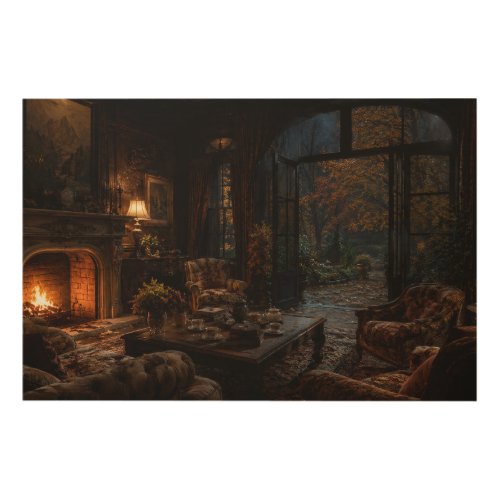 Dark Autumn Reading Room Wood Wall Art